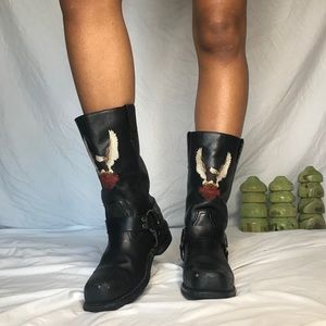 Vintage Harley Davidson Moto Boots